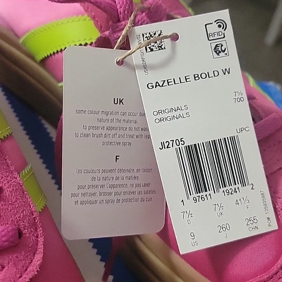 NIB Adidas Gazelle Pink and Green Women's Shoes Size 9 - Picture 2 of 5